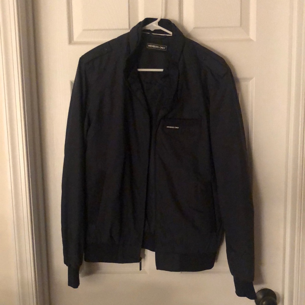 Navy Blue Members Only Bomber Jacket (Small)